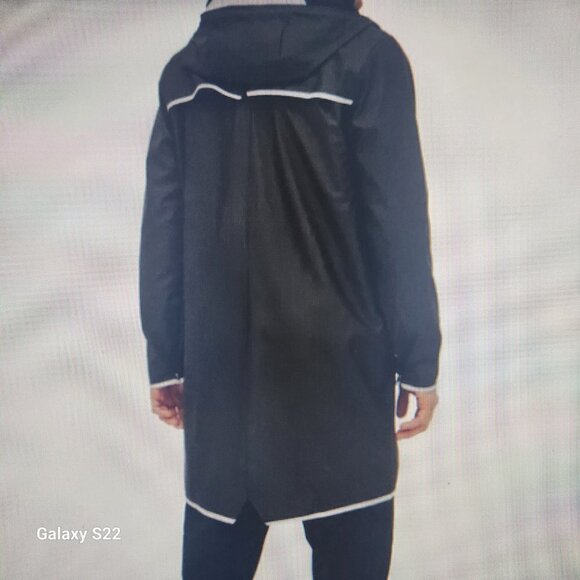 RAINS Black Long Black Jacket Reflective. NWT. Size Various - Picture 3 of 9